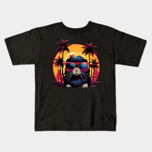 Retro Wave Black Hamster Shirt Kids T-Shirt